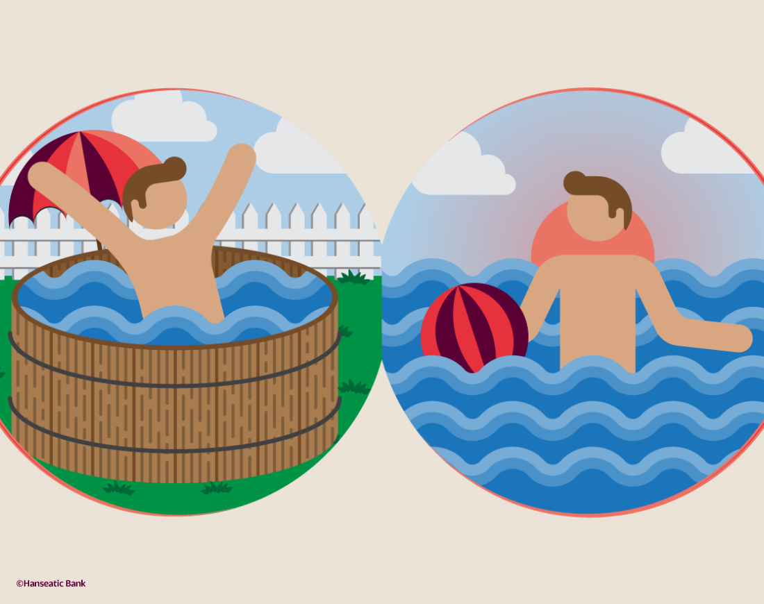 Grafik: Strandbad vs. Gartenpool